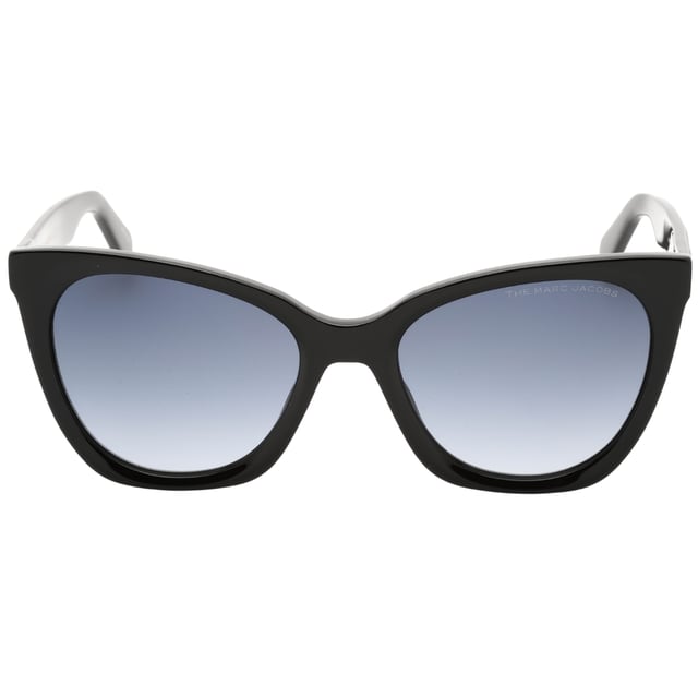 Marc Jacobs zwarte zonnebril, lensbreedte = 54 mm, neusbrugbreedte = 19 mm, armlengte = 145 mm, zonnebril, zonnebrillendoos, schoonmaakdoekje en onderhoudsinstructies allemaal inbegrepen, 100% bescherming tegen UVA- en UVB-zonlicht en conform de Britse norm EN 1836:2005, zwarte zonnebril, 100% kunststof