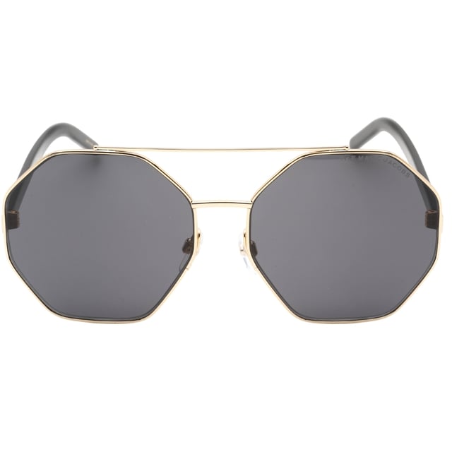 Marc Jacobs Gold Sunglasses, Lens Width = 61mm, Nose Bridge Width = 16mm, Arm Length = 140mm, Sunglasses, Sunglasses Case, Cleaning Cloth and Care Instructions all Included, 100% Protection Against UVA & UVB Sunlight and Conform to British Standard EN 1836:2005, Gold Sunglasses, 100% Metal