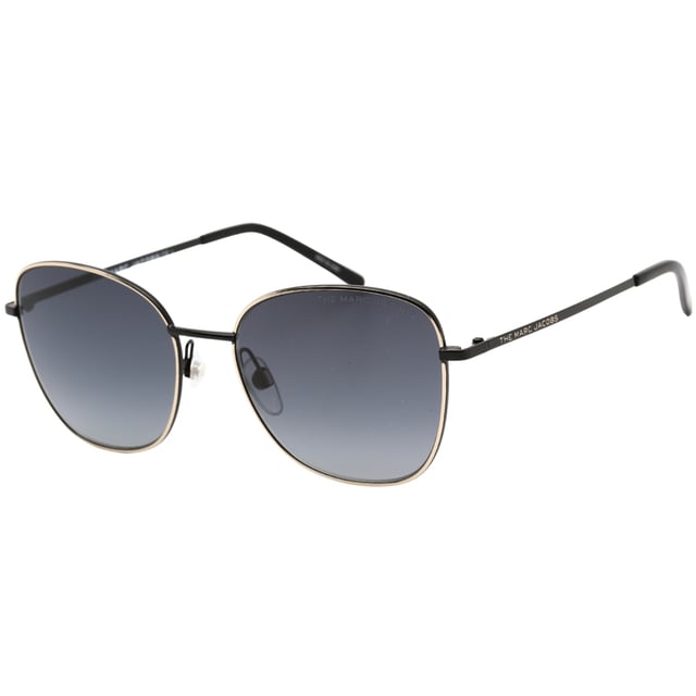 Marc Jacobs Black Sunglasses, Lens Width = 54mm, Nose Bridge Width = 17mm, Arm Length = 135mm, Sunglasses, Sunglasses Case, Cleaning Cloth and Care Instructions all Included, 100% Protection Against UVA & UVB Sunlight and Conform to British Standard EN 1836:2005, Black Sunglasses, 100% Metal