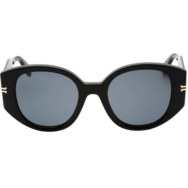 Marc Jacobs Black Sunglasses, Lens Width = 51mm, Nose Bridge Width = 21mm, Arm Length = 140mm, Sunglasses, Sunglasses Case, Cleaning Cloth and Care Instructions all Included, 100% Protection Against UVA & UVB Sunlight and Conform to British Standard EN 1836:2005, Grey Lensed Sunglasses, 100% Plastic