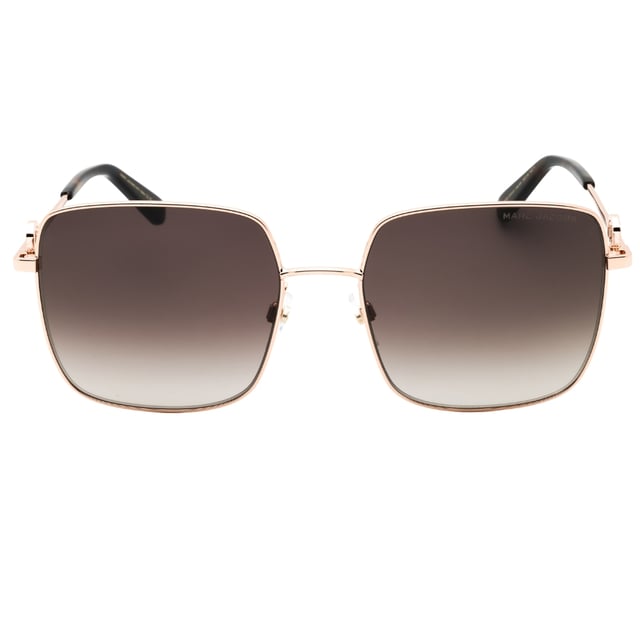 Marc Jacobs Gold Sunglasses, Lens Width = 58mm, Nose Bridge Width = 18mm, Arm Length = 145mm, Sunglasses, Sunglasses Case, Cleaning Cloth and Care Instructions all Included, 100% Protection Against UVA & UVB Sunlight and Conform to British Standard EN 1836:2005, Brown SF Lens Sunglasses, 100% Metal