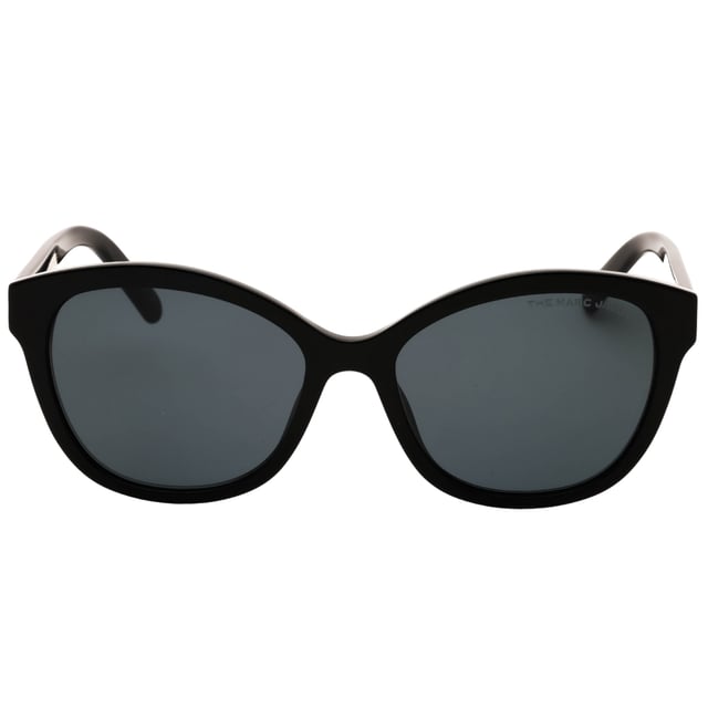 Marc Jacobs Black Sunglasses, Lens Width = 55mm, Nose Bridge Width = 17mm, Arm Length = 145mm, Sunglasses, Sunglasses Case, Cleaning Cloth and Care Instructions all Included, 100% Protection Against UVA & UVB Sunlight and Conform to British Standard EN 1836:2005, Grey Lens Sunglasses, 100% Plastic