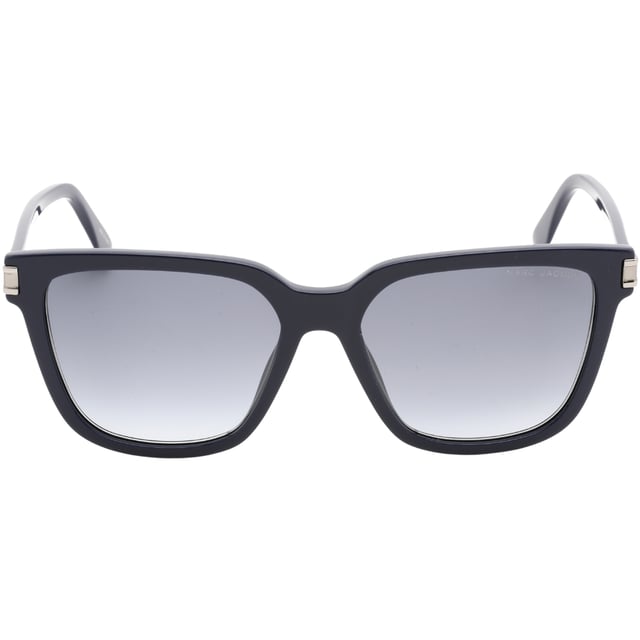Gloednieuwe blauwe Marc Jacobs zonnebril, lensbreedte = 57 mm, neusbrugbreedte = 17 mm, armlengte = 145 mm, zonnebril, zonnebrillenkoker, schoonmaakdoekje en onderhoudsinstructies allemaal inbegrepen, 100% bescherming tegen UVA- en UVB-zonlicht en conform de Britse norm EN 1836:2005, blauwe zonnebril, 100% kunststof