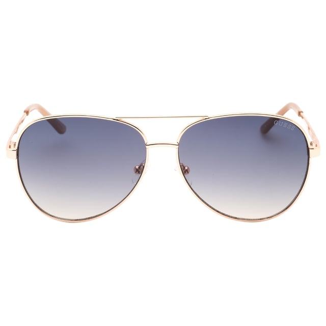 Guess Rose Gold Sunglasses, Lens Width = 60mm, Nose Bridge Width = 13mm, Arm Length = 140mm, Sunglasses, Sunglasses Case, Cleaning Cloth and Care Instructions all Included, 100% Protection Against UVA & UVB Sunlight and Conform to British Standard EN 1836:2005, Gold Sunglasses, 100% Metal