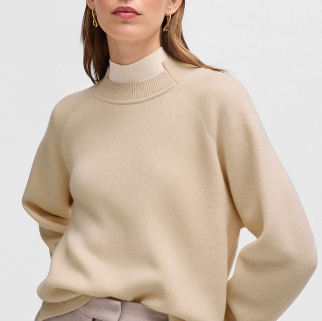 Womens BOSS Fariola Knitted Sweater in wool and cashmereA super-soft and breathable sweater by BOSS. Topped with a detailed collar  this versatile piece is blended with cashmere for a luxe touch.- Crew neck- Long sleeves- 90% Virgin wool  10% Cashmere.  Hand wash.- Ref: 50523735-976