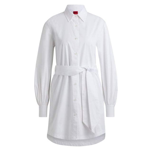 Womens HUGO Kaisanna Relaxed Fit Shirt Dress in cotton twillA relaxed-fit shirt dress with a tie belt by HUGO Womenswear  crafted in soft cotton twill with side slits and voluminous sleeves- Long sleeves- Point collar- Button closure- Relaxed fit- Ref: 50513191-100