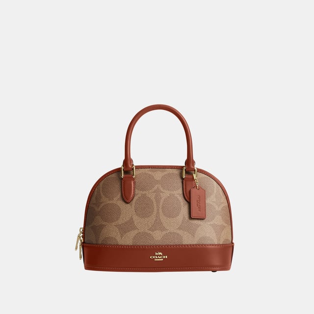 Sabrina Satchel in Maxi Signature Canvas, Four protective feet at base, Inside multifunction pocket,  Length: 25.50 cm,  Width: 12.50 cm,  Height: 18.50 cm