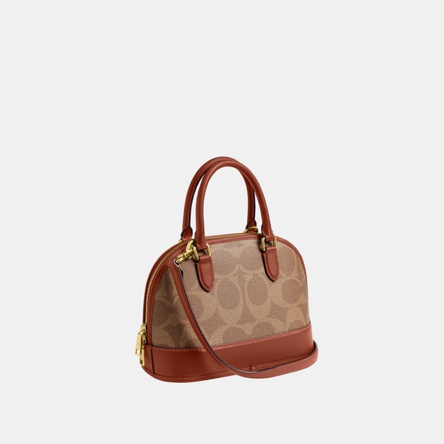 Sabrina Satchel in Maxi Signature Canvas, Four protective feet at base, Inside multifunction pocket,  Length: 25.50 cm,  Width: 12.50 cm,  Height: 18.50 cm