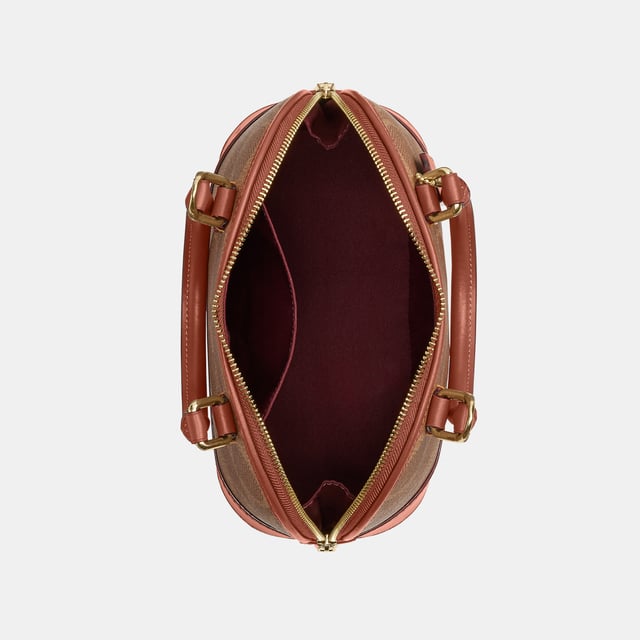 Sabrina Satchel in Maxi Signature Canvas, Four protective feet at base, Inside multifunction pocket,  Length: 25.50 cm,  Width: 12.50 cm,  Height: 18.50 cm