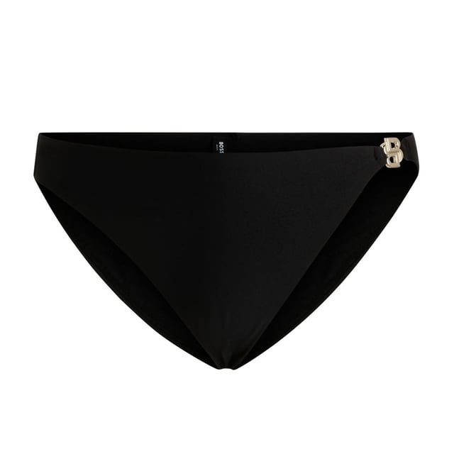 Womens BOSS Fully Lined Bikini Bottoms with Double B monogram in black.Bikini bottoms crafted in lustrous stretch fabric by BOSS. Trimmed with an elegant Double B monogram  this pair is fully lined for comfort.Main material: 65% Polyamide  35% Elastane.  Lining: 88% Polyester  12% Elastane.  Ref: 50515504-001Please note that returns will only be accepted if the hygiene label is still attached to the product.