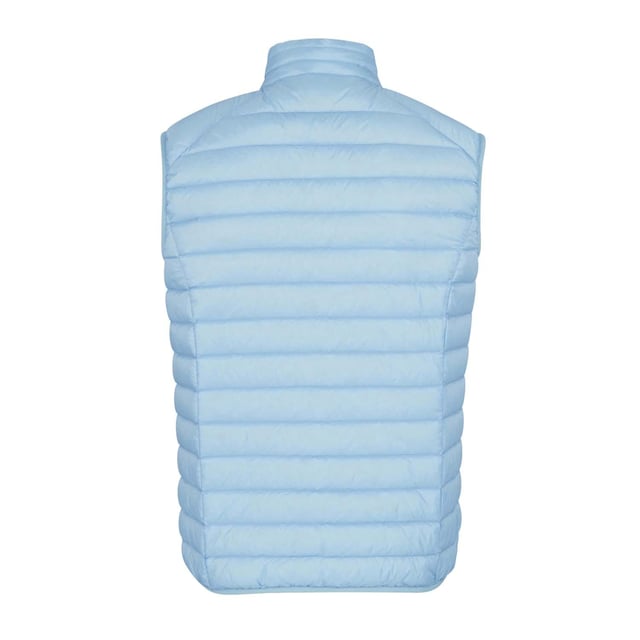 High collar.Sleeveless.Full zip fastening.Side zip pockets.Felt logo on left chest.Water-repellent satin quilting.
