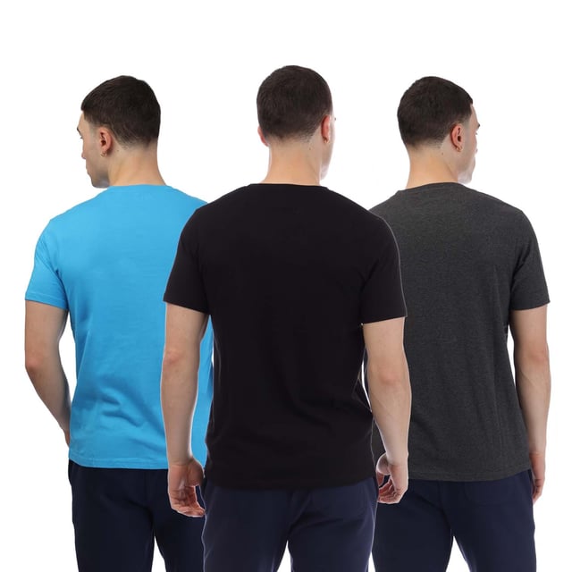 Mens Bench Lirrik 3 Pack Logo T-Shirts in grey - blue.- Ribbed crew neck.- Short sleeves.- Printed logo.- Regular fit.- 100% Cotton.- Ref: BN2A131683BS2