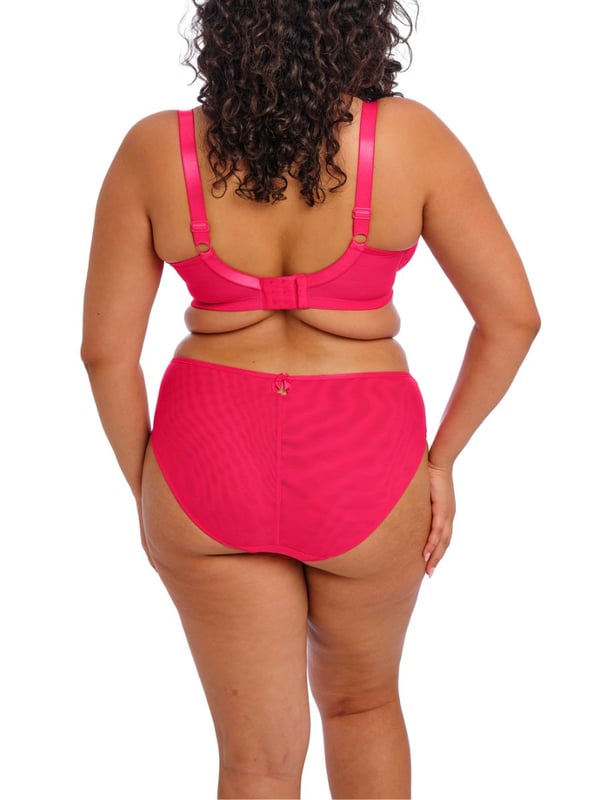 Elomi Teagan Plunge Bra. Underwired non padded plunge bra based on the beloved Matilda Plunge Bra with a low centre front, precision printed embroidery and smooth satin-look elastics. Product is recommended as hand wash only.