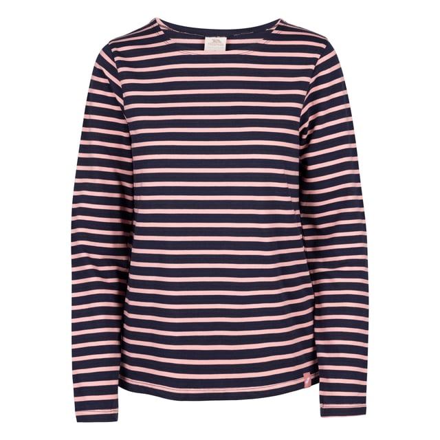 95% Baumwolle, 5% Elastan. Gewebe: Jerseyware. Design: Garngefärbte Streifen. Gerippte Einbindung, Gewebtes Hemdetikett. GSM (Gramm pro Quadratmeter): 180. Langärmlig. Bündchen: gerippt. Rundhalsausschnitt. XXS: 78,74 cm. XS: 81,28 cm. S: 86,36 cm. M: 90,17 cm. L: 96,52 cm. XL: 102 cm. XXL: 107 cm. 3XL: 112 cm.