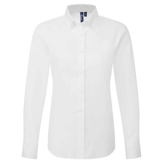 72% Mercerised Cotton, 25% Organic Cotton, 3% Elastane. Fabric: Oxford Cloth. Design: Plain. Fastening: Button. Neckline: Button-Down. Cuff: Buttoned, Gauntlet. Hem: Curved. Sleeve-Type: Long-Sleeved. Fabric Technology: Soft, Stretch. Back Darts, Back Yoke. 135gsm. Sustainability: Organic Cotton, Sedex, WRAP Certified.