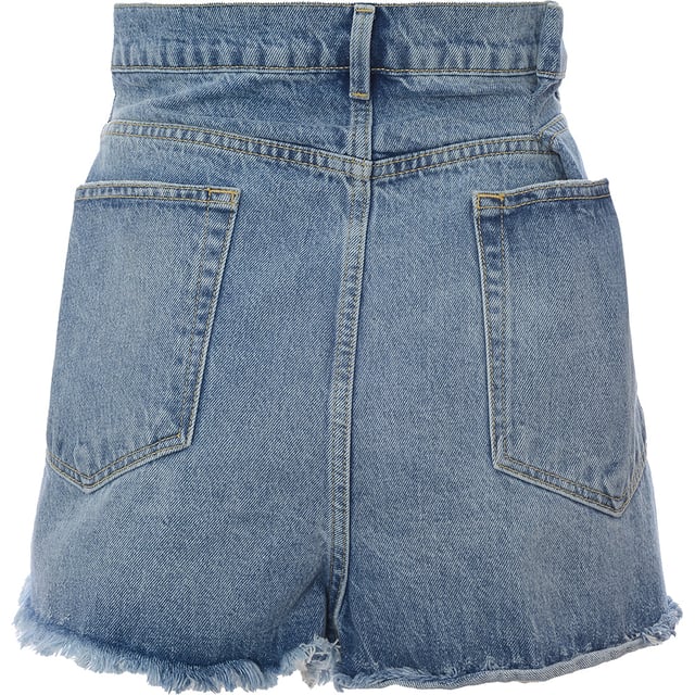 COMPOSITION: 100% cotton. Raey's blue Rivet shorts are sure to become indispensable during the warmer months, thanks to their understated finish and relaxed fit. They're made from subtly distressed washed cotton denim with a mid-rise waist, then trimmed with rolled cuffs and accented with copper-toned rivets. Wear them with casual knitwear and trainers for a nonchalant mood. Raey fuses sharp silhouettes with luxury fabrics to create clean, minimal and effortless pieces for contemporary women as featured in Marie Claire, Elle and Stella.