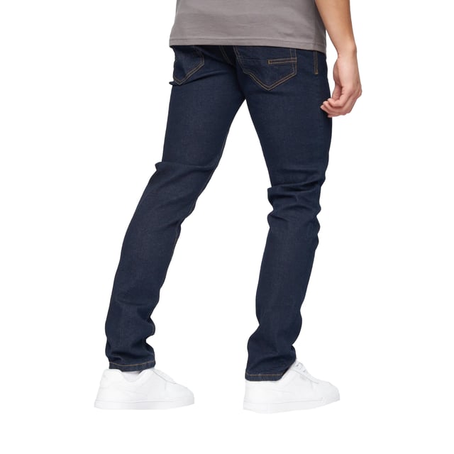 98% bomull, 2% elastan. Tyg: Twill. Utförande: Slät. Fickor: 2 sidofickor, 2 bakfickor, 1 myntficka. Fästning: Knapp, blixtlås. Passform: Smal. Märkesknappar.