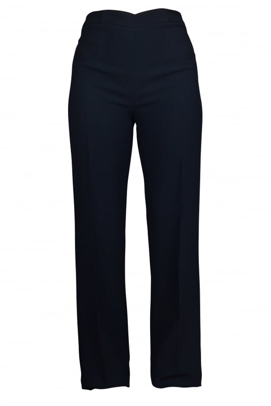 Pantalones fluidos Marly's azul oscuro.Cierre con cremallera en el lateral.Made in Italy.