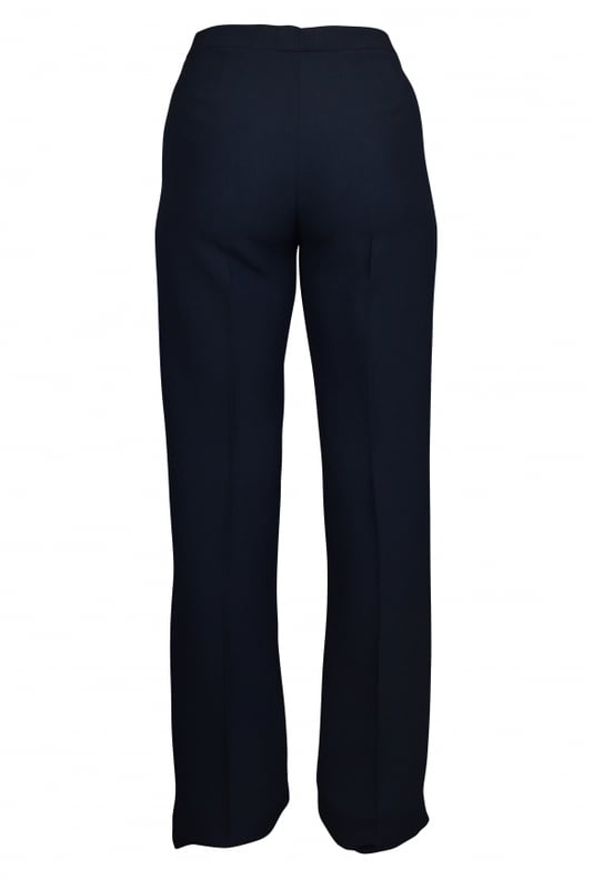 Pantalones fluidos Marly's azul oscuro.Cierre con cremallera en el lateral.Made in Italy.