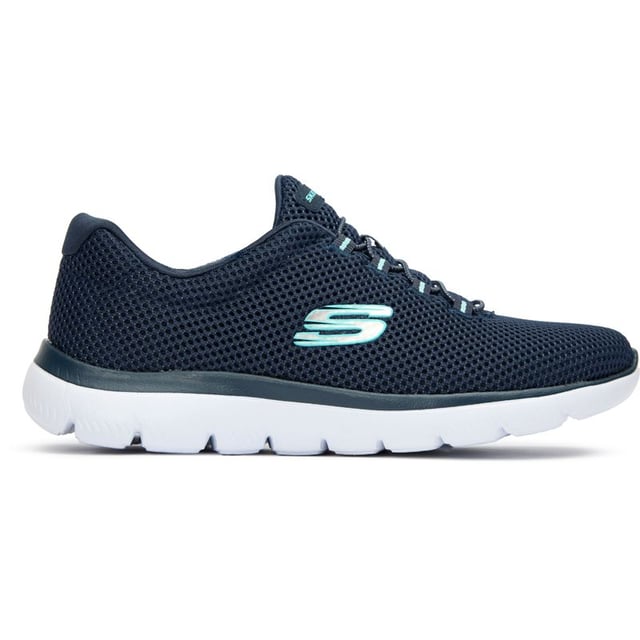 The Skechers Summits offer exceptional comfort in a stylish blue package. These women's trainers combine practicality with performance, featuring plush memory foam insoles that conform to your foot's unique shape. The lightweight textile upper makes them incredibly easy to wear all day, while the durable rubber sole provides reliable traction. Completely vegan and machine washable, these slip-on running-style trainers are perfect for active lifestyles or casual outings. The ultimate blend of convenience and comfort for your daily adventures.