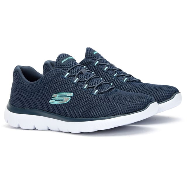 The Skechers Summits offer exceptional comfort in a stylish blue package. These women's trainers combine practicality with performance, featuring plush memory foam insoles that conform to your foot's unique shape. The lightweight textile upper makes them incredibly easy to wear all day, while the durable rubber sole provides reliable traction. Completely vegan and machine washable, these slip-on running-style trainers are perfect for active lifestyles or casual outings. The ultimate blend of convenience and comfort for your daily adventures.