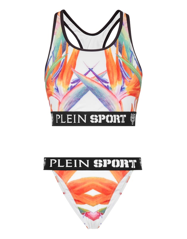 Inaugura la temporada con los colores y la comodidad de este bikini diseñado por el equipo creativo de Plein Sport.   Máxima comodidad y lycra de alto brillo de secado rápido.   Estampado floral   Su diseño garantiza la libertad de movimientos y la máxima sujeción   Tirantes elásticos con logotipo para un ajuste seguro