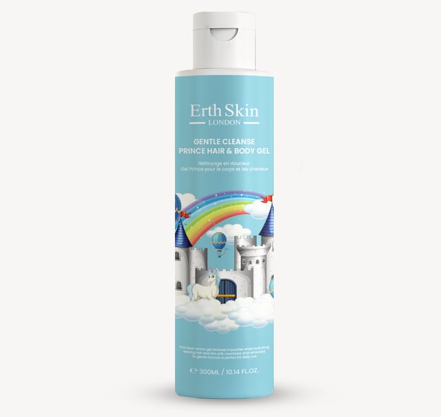 Gentle Cleanse Prince Hair & Body Gel provides a mild yet effective cleanse for both hair and skin. Enriched with Panthenol, Glycerin, and Vitamin E, it helps nourish, hydrate, and maintain softness. The refreshing scent and gentle formula make bath time a royal treat.