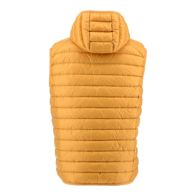 Hooded.Sleeveless.Full zip fastening.2 invisible side pockets.Inside seams in contrasting colour.Original felt logo on left sleeve.Water-repellent satin-quilted fabric.RDS-certified down and feather filling.