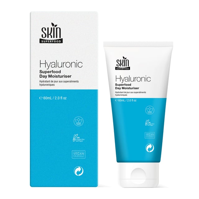 Skin Superfood Hyaluronic Superfood Day Moisturiser 60ml Twin Value Savings Pack Discover the transformative power of our Hyaluronic Superfood Day Moisturiser, expertly crafted for all skin types to deliver a daily hydration boost. Say goodbye to dry, ageing skin as this lightweight formula, infused with potent hyaluronic acid, deeply hydrates and plumps your complexion while targeting fine lines for a radiant glow. Enjoy revitalised skin with every application—just apply to clean, dry skin morning and night for optimal results. Vegan, cruelty-free, and dermatologist-approved, our moisturiser is free from parabens, sulfates, and artificial fragrances, making it the perfect choice for sensitive skin. Experience the difference and unlock your skin's natural beauty today!