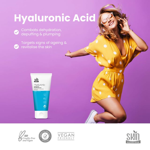 Skin Superfood Hyaluronic Superfood Day Moisturiser 60ml Twin Value Savings Pack Discover the transformative power of our Hyaluronic Superfood Day Moisturiser, expertly crafted for all skin types to deliver a daily hydration boost. Say goodbye to dry, ageing skin as this lightweight formula, infused with potent hyaluronic acid, deeply hydrates and plumps your complexion while targeting fine lines for a radiant glow. Enjoy revitalised skin with every application—just apply to clean, dry skin morning and night for optimal results. Vegan, cruelty-free, and dermatologist-approved, our moisturiser is free from parabens, sulfates, and artificial fragrances, making it the perfect choice for sensitive skin. Experience the difference and unlock your skin's natural beauty today!