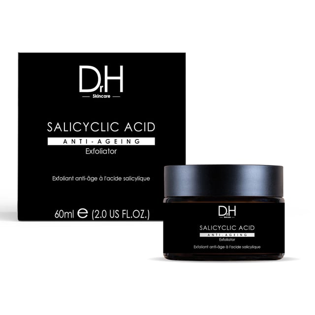 Dr H Salicylic Acid Anti-Ageing Exfoliator 60ml Revitalise your skin with our Radiant Renewal Exfoliator, expertly designed for all skin types, especially those battling dullness, clogged pores, and rough texture. Infused with powerful ingredients like Salicylic Acid, Walnut Shell Powder, and Coffee Seed Extract, this luxurious formula gently exfoliates to reveal a smoother, clearer complexion. Say goodbye to tired skin as it deeply hydrates with Glycerin and Shea Butter, leaving you with a radiant glow. Enjoy the benefits of a gentle exfoliation that unclogs pores, prevents breakouts, and restores vibrancy. Suitable for sensitive skin, our vegan and cruelty-free product is free from parabens, sulfates, and artificial fragrances. Experience the transformation and shop now to uncover your skin's natural brilliance!