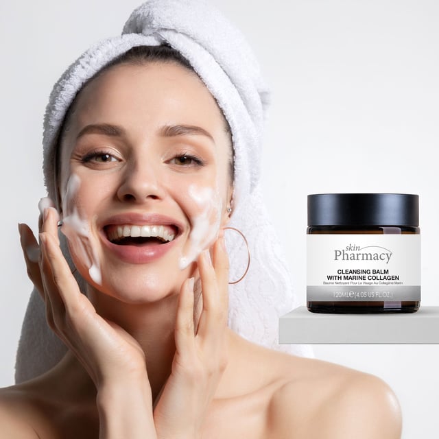 skinPharmacy Cleansing Balm with Marine Collagen 120ml Revitalise your skincare routine with our Marine Collagen Cleansing Balm, designed for all skin types, especially those battling dullness and clogged pores. Infused with nourishing marine collagen, luxurious shea butter, and gentle salicylic acid, this balm deeply cleanses and hydrates while removing impurities. Experience a youthful glow as it moisturises, softens, and exfoliates, promoting clarity and a smooth complexion. Suitable for sensitive skin, our vegan and cruelty-free formula is free from parabens, sulfates, and artificial fragrances. Transform your cleansing ritual into a pampering experience—scoop a small amount, massage onto dry skin, and rinse with warm water for best results. Shop now for radiant, refreshed skin!