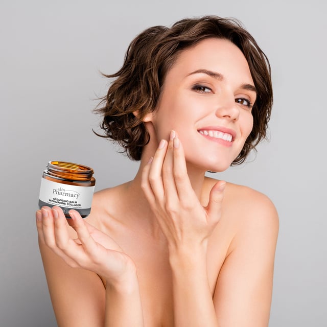 skinPharmacy Cleansing Balm with Marine Collagen 120ml Revitalise your skincare routine with our Marine Collagen Cleansing Balm, designed for all skin types, especially those battling dullness and clogged pores. Infused with nourishing marine collagen, luxurious shea butter, and gentle salicylic acid, this balm deeply cleanses and hydrates while removing impurities. Experience a youthful glow as it moisturises, softens, and exfoliates, promoting clarity and a smooth complexion. Suitable for sensitive skin, our vegan and cruelty-free formula is free from parabens, sulfates, and artificial fragrances. Transform your cleansing ritual into a pampering experience—scoop a small amount, massage onto dry skin, and rinse with warm water for best results. Shop now for radiant, refreshed skin!