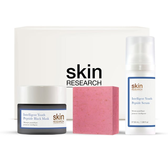 Skin Research Anti-Ageing Intelligent Youth Peptide Skincare Gift Set Revitalise your skin with our Intelligent Youth Peptide Skincare Gift Set, the ultimate anti-ageing solution for a youthful glow. This luxurious set nourishes and hydrates while powerful peptides combat signs of ageing, leaving your skin looking firm and vibrant. Infused with botanical extracts, it purifies and brightens your complexion, enhancing clarity and radiance. Perfect for all skin types, including sensitive skin, our vegan and cruelty-free formula is free from parabens, sulfates, and artificial fragrances. Elevate your beauty routine and experience the transformative power of our skincare set today!