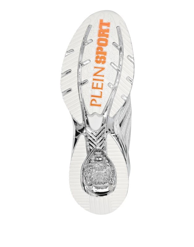 Estas zapatillas deportivas Thunder Force Gen X 01 nacen de la creatividad del Plein Sport Lab con el objetivo de conjugar tecnología de punta y un diseño único y sobresaliente.    Parte superior de malla dinámica y con ojetes que soportan la carcasa metálica   Ajuste sin cordones para mayor estabilidad y ajuste ceñido   Cordones tubulares   El icónico Tigre está insertado en la suela   Entresuela de goma, ergonómica, amortiguadora, ultraligera, perforada de alta tecnología con detalles innovadores en metal chapado   Suela con forma para un agarre óptimo   Forro interior