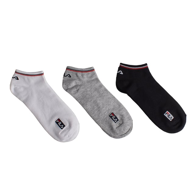 Los calcetines Fila Invisible Bamboo están fabricados con hilos de alta calidad para un gran confort y una larga duración. Flexibles y dotados de una tela elástica al nivel del tobillo, se adaptarán fácilmente a tus pies para estar cómodo durante tus desplazamientos.\n\nDetalles:\n- Tejido de bambú.\n- Diseño deportivo.\n- Logotipo Fila bordado.\n- Corte invisible.\n- Tobillos acanalados.\n- Colores variados.\n- Ideales para deporte o uso casual.\n\nEste pack de calcetines invisibles Fila es la elección perfecta para quienes valoran el confort sin renunciar al estilo. Fabricados con fibra de bambú, ofrecen una textura ultrasuave, transpirabilidad natural y control de olores, ideal para el uso diario.\n Composición: 76% Viscosa, 22% Poliester, 2% Elastano\n Cuidados:\nLavar a máquina a un máximo de 30 °C.\nNo usar lejía ni blanqueadores.\nNo planchar.\nNo lavar en seco.\nSecar al aire o en secadora a baja temperatura.