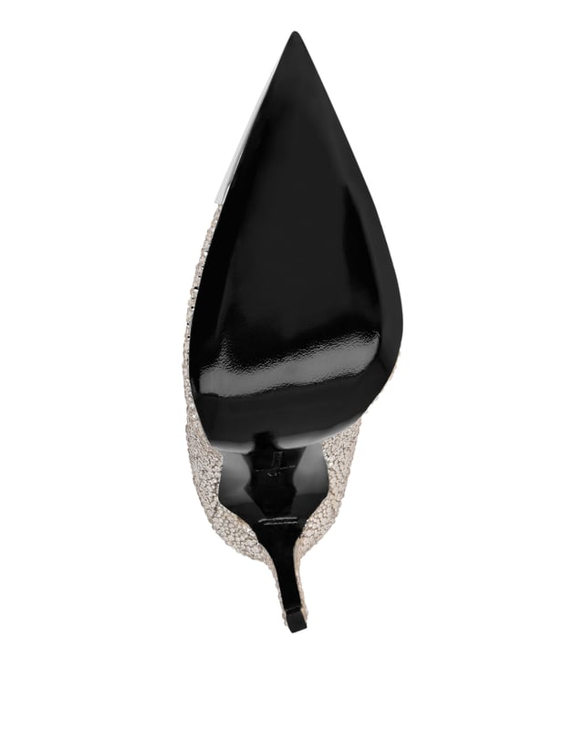 Embellished  Show your grit and fashionable side with these satin pumps. Check out the details.   Bejewelled satin upper   Jewel Skull on toe cap   Genuine leather sole   Inner lining, leather footbed   12 cm lined heel