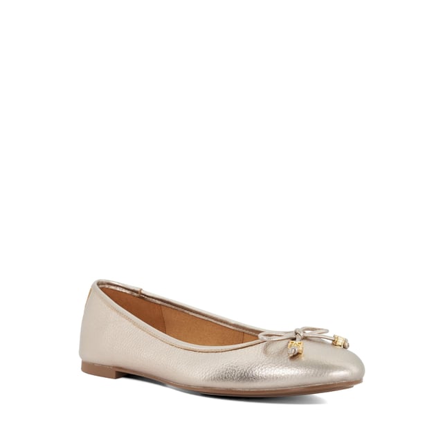 Dune Ladies Hallo - Charm-Detail Ballet Shoes Our own take on a signature style our Hallo ballet flats boast a feminine bow that's enhanced with our bespoke charm detailing. Designed with a quilted comfort sole for comfort with every step, this round-toed silhouette pairs perfectly with everything from denim to dresses alike.