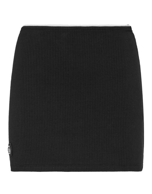 ¿Estilo chic y elegante? Esta falda es para usted. Hemos reimaginado la minifalda según el estilo de Plein. Vea los detalles.   Tejido de punto acanalado   Cintura elástica en contraste   Parche con logotipo   Costura a dos agujas