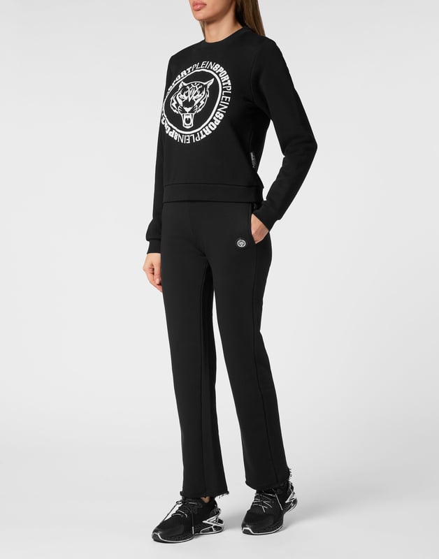 Train and chill out in full comfort with this Plein Sport sweatshirt.   Blend cotton fleece   The iconic Tiger is featured on the front   Crop fit   Rib knit hems