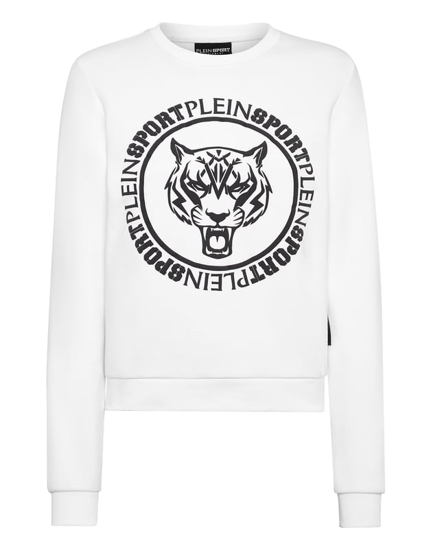 Train and chill out in full comfort with this Plein Sport sweatshirt.   Blend cotton fleece   The iconic Tiger is featured on the front   Crop fit   Rib knit hems