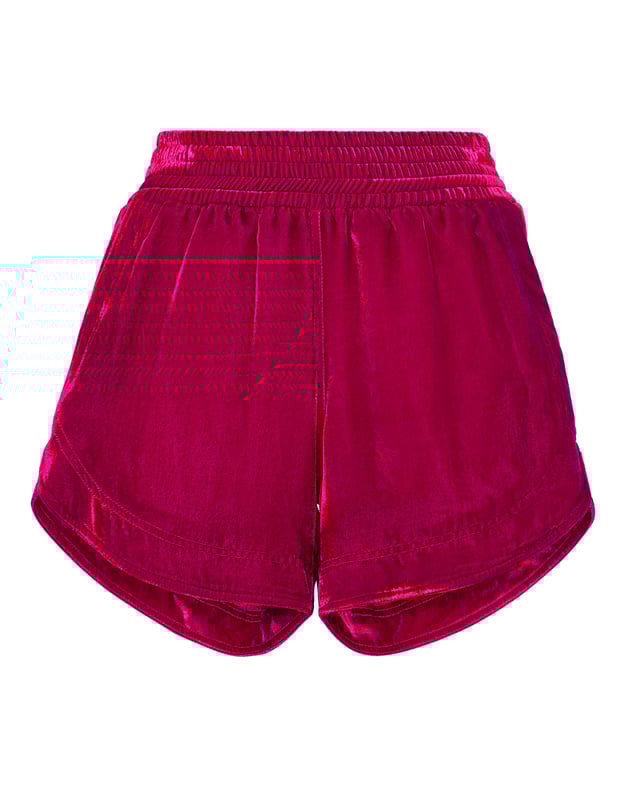Trauen Sie sich, mit dieser Hotpants aus Samt edgy zu sein.    Samt aus Seide/Viskose    Eingrifftaschen    Elastischer Bund    Geschwungene Säume    Zwei-Nadel-Nähte