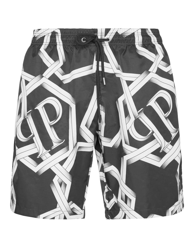 Customize also your free time look. We suggest these swimming boxers featuring the iconic Logo printed all-over.   Logo-print nylon   Elasticated waistband with drawstring   Rubber patch with PP Hexagon sewn on the left leg   Two slit pockets and one on the back   Mesh inner lining
