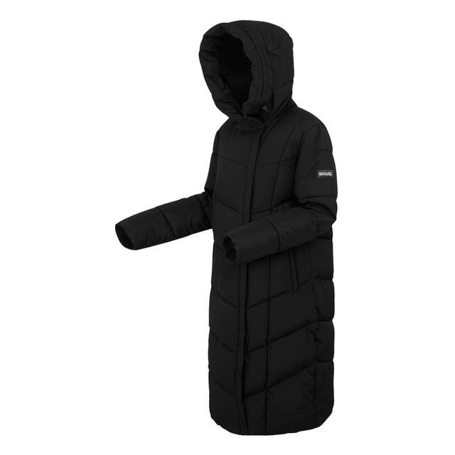 100% Polyester. Filling: Feather-Free, Insulated, Midweight, Recycled, Synthetic Down. Lining: Taffeta. Design: Logo, Quilted. Fabric Technology: DWR Finish. Branded Badge. Neckline: Hooded. Sleeve-Type: Long-Sleeved. Length: Long. Pockets: 2 Lower Pockets, 1 Internal Pocket, Zip. Fastening: Full Zip. 8 UK: 32 in. 10 UK: 34 in. 12 UK: 36 in. 14 UK: 38 in. 20 UK: 45 in. 18 UK: 43 in. 16 UK: 40 in.