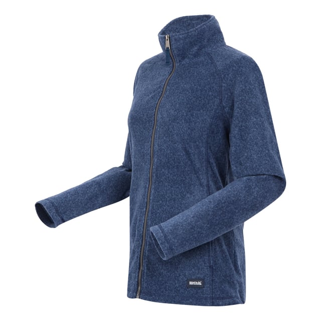 Dare 2B Womens/Ladies Mayse Full Zip Fleece Jacket (Navy Marl) 100% Polyester. Fabric: Fleece, Peached. Design: Marl, Plain. 170gsm. Neckline: High-Neck. Sleeve-Type: Long-Sleeved, Raglan. Pockets: 2 Side Pockets. Fastening: Full Zip. Sustainability: Made from Recycled Materials. 6 UK: 30 in. 8 UK: 32 in. 10 UK: 34 in. 12 UK: 36 in. 14 UK: 38 in. 20 UK: 45 in. 22 UK: 48 in. 24 UK: 50 in. 26 UK: 52 in. 18 UK: 43 in. 16 UK: 40 in.