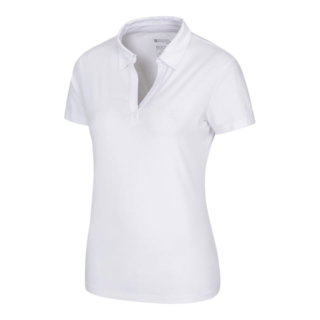 56% Cotton, 40% Polyester, 4% Elastane. Fabric: Soft Touch. Design: Plain. Neckline: Collared, V Neck. Sleeve-Type: Short-Sleeved. Fabric Technology: Lightweight, UV Protection. Fit: Fitted. 4 UK: 32 in. 6 UK: 33 in. 8 UK: 34 in. 10 UK: 35 in. 12 UK: 37 in. 14 UK: 39 in. 20 UK: 47 in. 18 UK: 44 in. 16 UK: 41 in.