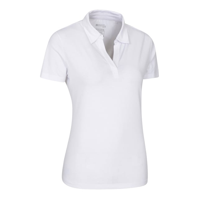 56% Cotton, 40% Polyester, 4% Elastane. Fabric: Soft Touch. Design: Plain. Neckline: Collared, V Neck. Sleeve-Type: Short-Sleeved. Fabric Technology: Lightweight, UV Protection. Fit: Fitted. 4 UK: 32 in. 6 UK: 33 in. 8 UK: 34 in. 10 UK: 35 in. 12 UK: 37 in. 14 UK: 39 in. 20 UK: 47 in. 18 UK: 44 in. 16 UK: 41 in.