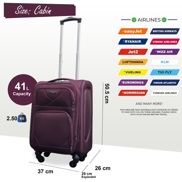 Upgrade your travel setup with this stylish and practical Expandable Hardshell Luggage. Built for durability, added space, and smooth mobility, it’s the perfect companion for any journey.
Features:
•	Premium Soft Shell Protection – Made from Premium Nylon, impact-resistant material to keep your belongings safe from knocks and drops.
•	Integrated Combination Lock – Each case includes a built-in lock to keep your items secure while complying with travel security standards.
•	Expandable Design – Need extra space? The expansion zip adds up to 20% more room, perfect for souvenirs or unexpected extras.
•	4-Wheel Spinner System – Glide through airports with ease thanks to the 360° rotating wheels that offer smooth, stable movement.
•	Lightweight Build – Designed to be strong yet light, making lifting and carrying effortless without sacrificing durability.
Size & Specifications:
•	Cabin: 50.5 x 37 x 26 cm (Expands to 31 cm) | 2.5 kg | 41L
•	Medium: 70 x 45 x 29 cm (Expands to 34 cm) | 3.0 kg | 80L
•	Large: 79 x 49 x 32 cm (Expands to 37 cm) | 3.5 kg | 99L

NOTE: Please select prefered size, as sizes are sold individually not in a set