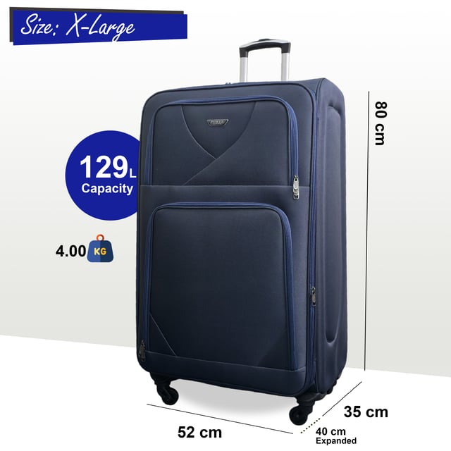 Soft Shell Lightweight Nylon Extra Large 4 Wheels Travel Suitcase Upgrade your travel setup with this stylish and practical Expandable Hardshell X-Large Luggage. Built for durability, added space, and smooth mobility, it’s the perfect companion for any journey.
Features:
• Premium Soft Shell Protection – Made from Premium Nylon, impact-resistant material to keep your belongings safe from knocks and drops.
• Integrated Combination Lock – Each case includes a built-in lock to keep your items secure while complying with travel security standards.
• Expandable Design – Need extra space? The expansion zip adds up to 20% more room, perfect for souvenirs or unexpected extras.
• 4-Wheel Spinner System – Glide through airports with ease thanks to the 360° rotating wheels that offer smooth, stable movement.
• Lightweight Build – Designed to be strong yet light, making lifting and carrying effortless without sacrificing durability.
Size & Specifications:
• X-Large: 80 x 52 x 35 cm (Expands to 40 cm) | 4.0 kg | 129L
Stylish, secure, and built to handle every adventure—travel lighter and smarter with this all-in-one luggage solution.