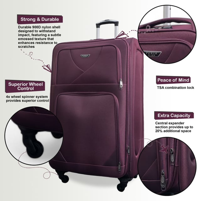 Upgrade your travel setup with this stylish and practical Expandable Hardshell X-Large Luggage. Built for durability, added space, and smooth mobility, it’s the perfect companion for any journey.
Features:
•	Premium Soft Shell Protection – Made from Premium Nylon, impact-resistant material to keep your belongings safe from knocks and drops.
•	Integrated Combination Lock – Each case includes a built-in lock to keep your items secure while complying with travel security standards.
•	Expandable Design – Need extra space? The expansion zip adds up to 20% more room, perfect for souvenirs or unexpected extras.
•	4-Wheel Spinner System – Glide through airports with ease thanks to the 360° rotating wheels that offer smooth, stable movement.
•	Lightweight Build – Designed to be strong yet light, making lifting and carrying effortless without sacrificing durability.
Size & Specifications:
• X-Large: 80 x 52 x 35 cm (Expands to 40 cm) | 4.0 kg | 129L
Stylish, secure, and built to handle every adventure—travel lighter and smarter with this all-in-one luggage solution.